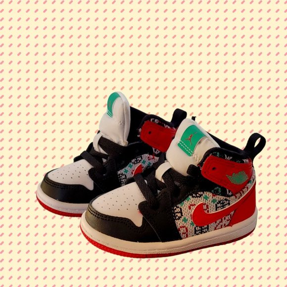 Jordan 1 MID SE TD Other - SOLD NIKE AIR JORDAN 1 MID SE (TD) WHITE "UGLY CHRISTMAS SWEATER" SZ 5c